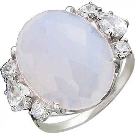 Кольцо с ювелирным стеклом и фианитами из серебра (арт. 835480)