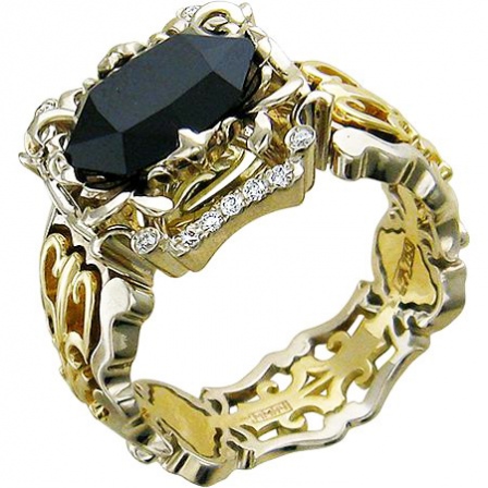 Кольцо с сапфиром и бриллиантами из комбинированного золота 750 пробы (арт. 836229)