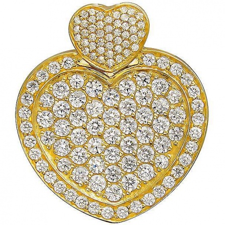 Подвеска Сердце с 123 фианитами из жёлтого золота (арт. 836480)