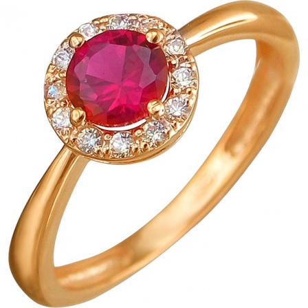 Кольцо с рубином и фианитами из красного золота (арт. 836990)