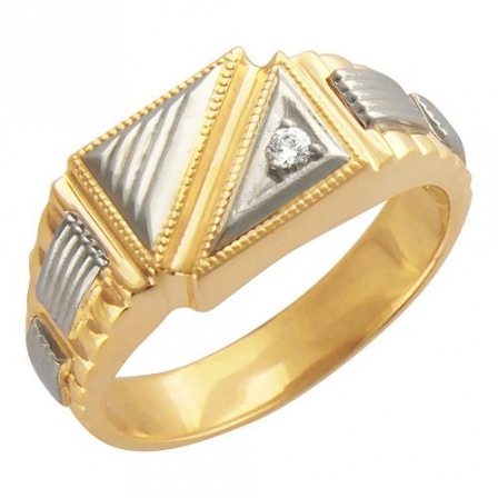 Кольцо с 1 фианитом из комбинированного золота (арт. 837023)