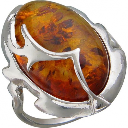 Кольцо с янтарем из серебра (арт. 838887)