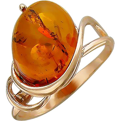 Кольцо с янтарем и малахитом из серебра с позолотой (арт. 839479)
