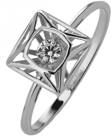Кольцо с 1 фианитом из серебра (арт. 839937)