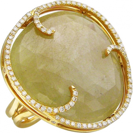 Кольцо с корундом и бриллиантами из жёлтого золота (арт. 840442)