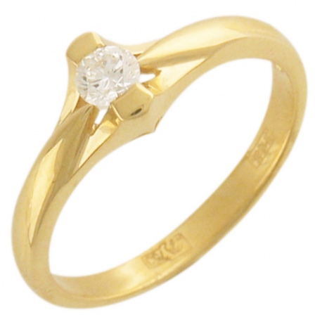 Кольцо с 1 бриллиантом из жёлтого золота 750 пробы (арт. 842475)