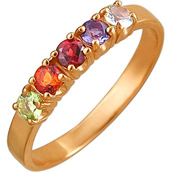 Кольцо с россыпью цветных камней из красного золота (арт. 843603)