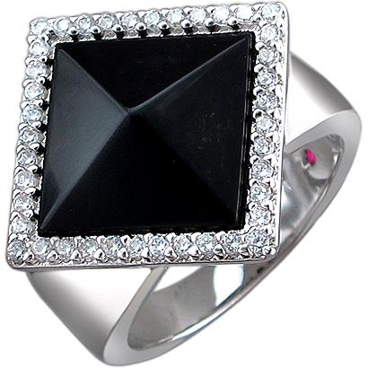 Кольцо с рубином, агатом и фианитами из серебра (арт. 849616)