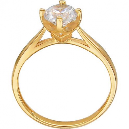 Кольцо с 1 фианитом из жёлтого золота (арт. 850438)
