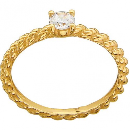 Кольцо с 1 фианитом из жёлтого золота (арт. 850452)