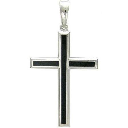 Крестик с 3 ониксами из серебра (арт. 853078)