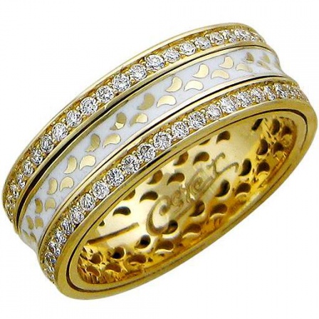 Кольцо с бриллиантами и эмалью из комбинированного золота 750 пробы (арт. 854304)