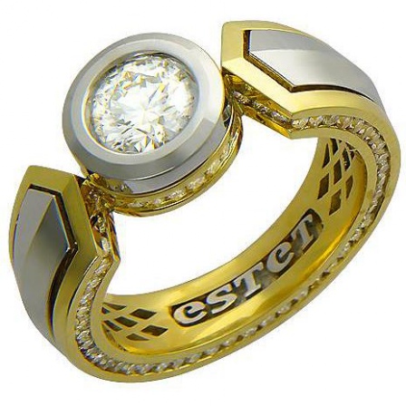 Кольцо с сапфиром и бриллиантами из комбинированного золота 750 пробы (арт. 854335)