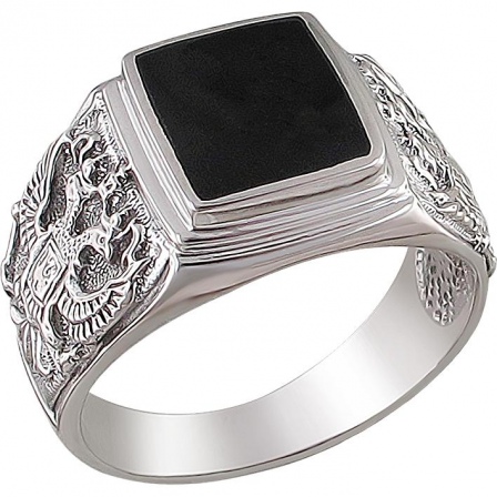 Кольцо с ониксами из чернёного серебра (арт. 854621)