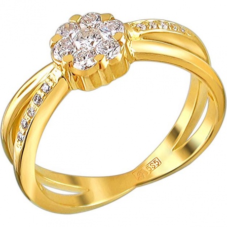 Кольцо с 17 бриллиантами из жёлтого золота (арт. 855010)