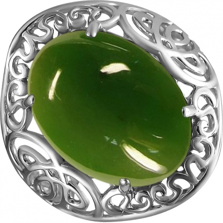 Кольцо с нефритами из серебра (арт. 855620)