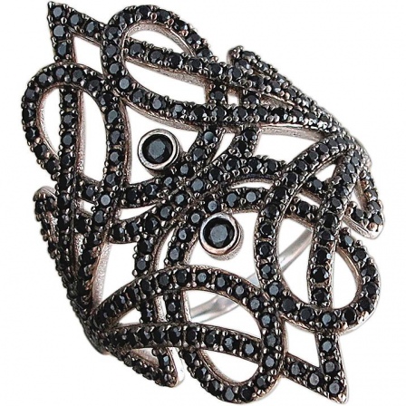 Кольцо с фианитами из чернёного серебра (арт. 856917)