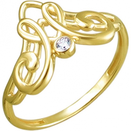 Кольцо с 1 фианитом из жёлтого золота (арт. 860308)