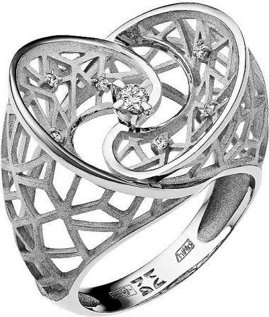 Кольцо с 7 бриллиантами из белого золота (арт. 890275)