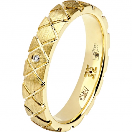 Кольцо с 4 бриллиантами из жёлтого золота (арт. 890340)