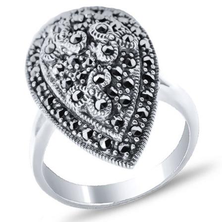 Кольцо с марказитами из серебра (арт. 911288)