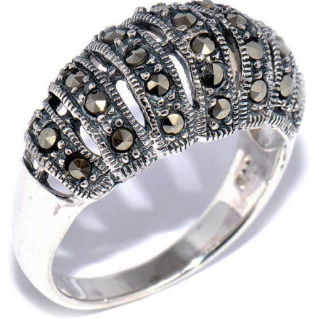 Кольцо с марказитами из серебра (арт. 911870)