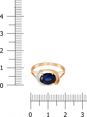 Кольцо с сапфиром и бриллиантами из красного золота (арт. 2000311)
