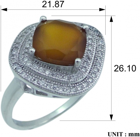 Кольцо с агатами и фианитами из серебра (арт. 2390001)