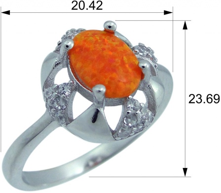 Кольцо с опалами и фианитами из серебра (арт. 2390263)