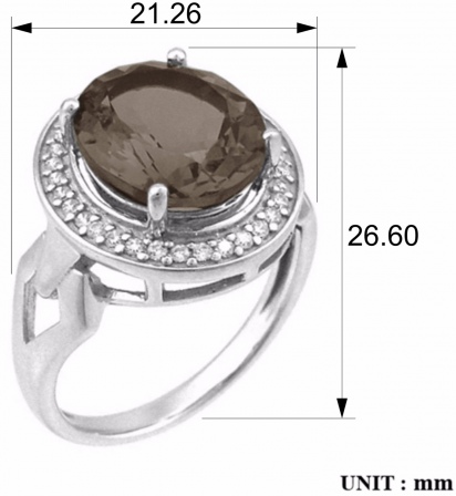 Кольцо с раухтопазами и фианитами из серебра (арт. 2391072)
