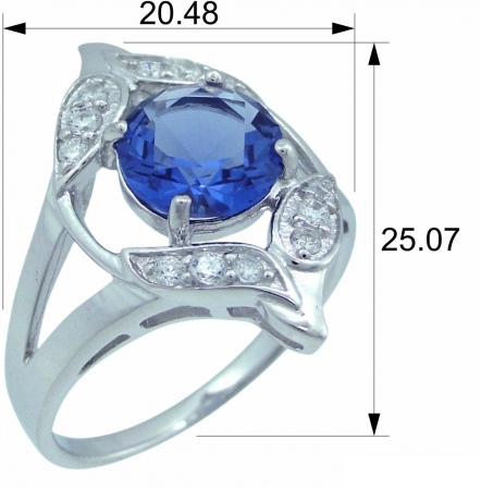 Кольцо с танзанитами и фианитами из серебра (арт. 2391815)