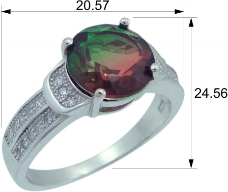 Кольцо с фианитами и кварцами из серебра (арт. 2392293)