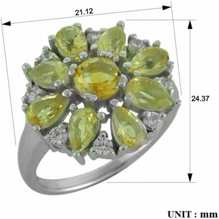 Кольцо с фианитами и цитринами из серебра (арт. 2392947)