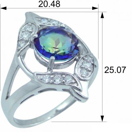 Кольцо с фианитами и кварцами из серебра (арт. 2393348)