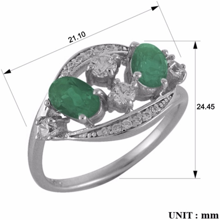 Кольцо с изумрудами и фианитами из серебра (арт. 2393511)