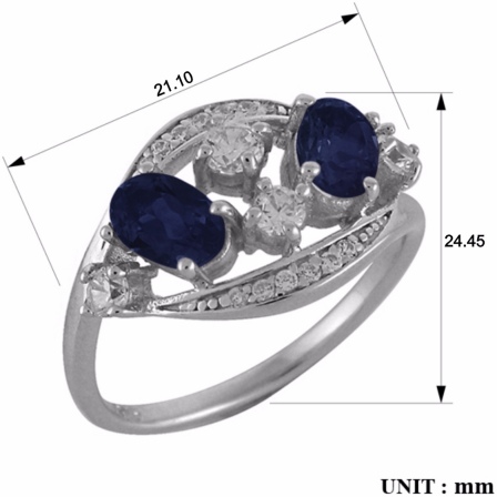 Кольцо с сапфирами и фианитами из серебра (арт. 2393583)