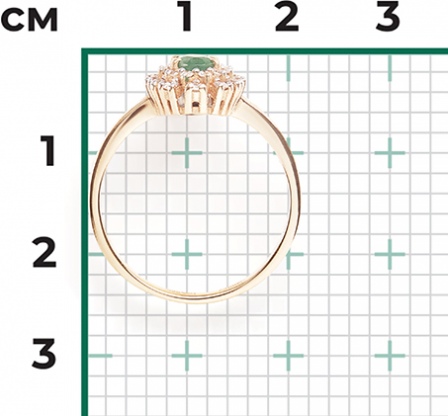 Кольцо с изумрудом и бриллиантами из красного золота (арт. 2440263)