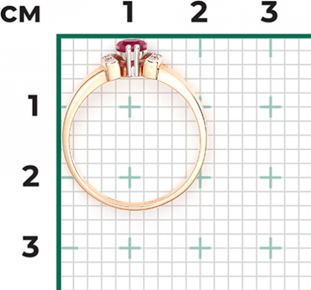 Кольцо с рубином и бриллиантами из красного золота (арт. 2441565)