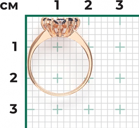 Кольцо с сапфирами и бриллиантами из красного золота (арт. 2442292)