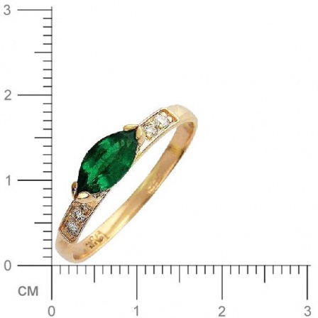 Кольцо с 4 бриллиантами, изумрудом из красного золота  (арт. 300211)