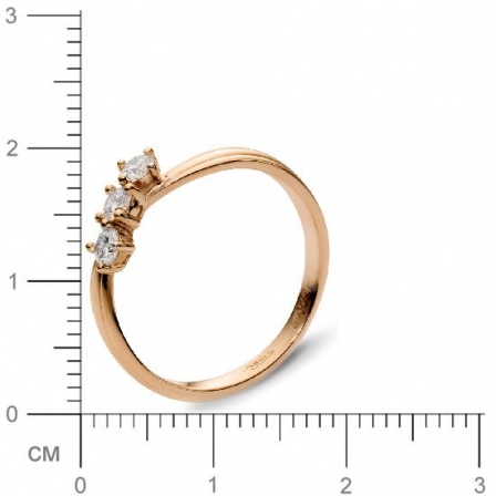 Кольцо с 3 бриллиантами из красного золота  (арт. 300213)