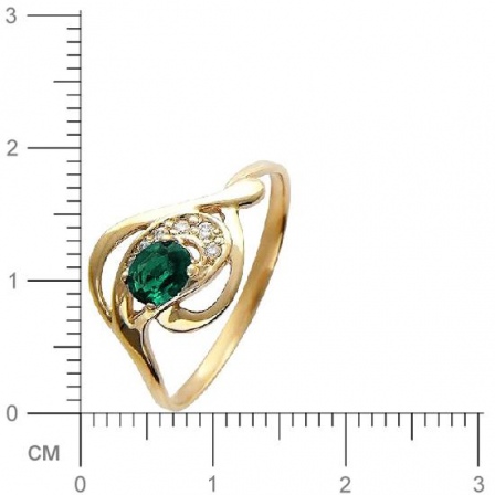 Кольцо с 6 бриллиантами, изумрудом из красного золота  (арт. 300214)