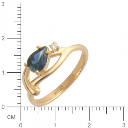 Кольцо с 1 бриллиантом, 1 сапфиром из красного золота  (арт. 300229)