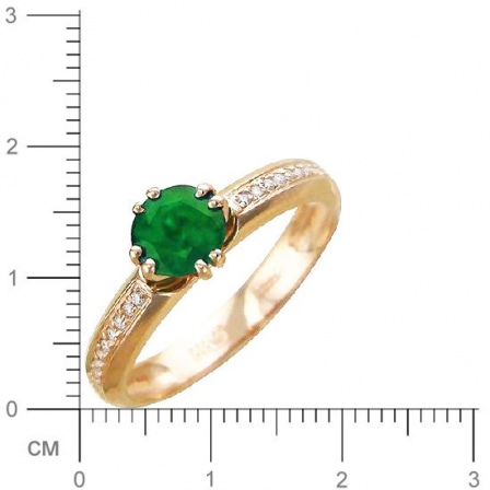 Кольцо с 22 бриллиантами, изумрудом из красного золота  (арт. 300263)