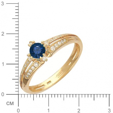 Кольцо с 24 бриллиантами, 1 сапфиром из красного золота  (арт. 300285)