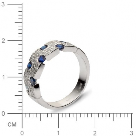 Кольцо с 134 бриллиантами, 7 сапфирами из белого золота  (арт. 300302)