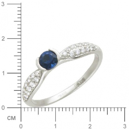 Кольцо с 28 бриллиантами, 1 сапфиром из белого золота  (арт. 300356)