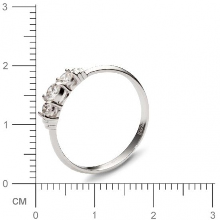 Кольцо с 3 бриллиантами из белого золота  (арт. 300397)