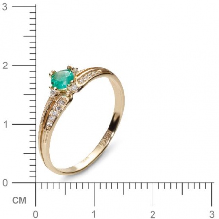 Кольцо с 24 бриллиантами, изумрудом из жёлтого золота  (арт. 300475)