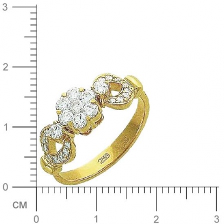 Кольцо с 27 бриллиантами из жёлтого золота 750 пробы (арт. 300491)